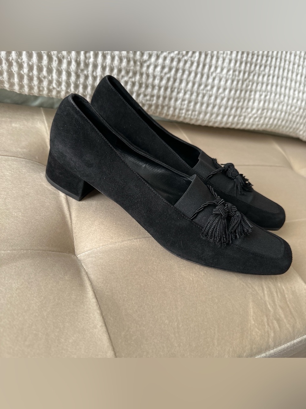 Salvatore Ferragamo Black Suede Tassel Loafers